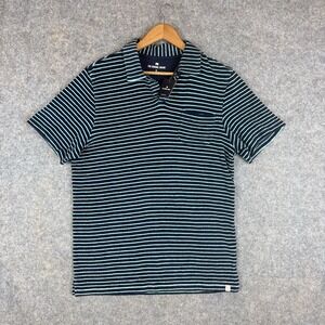 The Normal Brand Shirt Mens Medium Blue Green Striped Towel Terry Polo